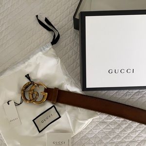 Leather belt with double G Buckle with snake